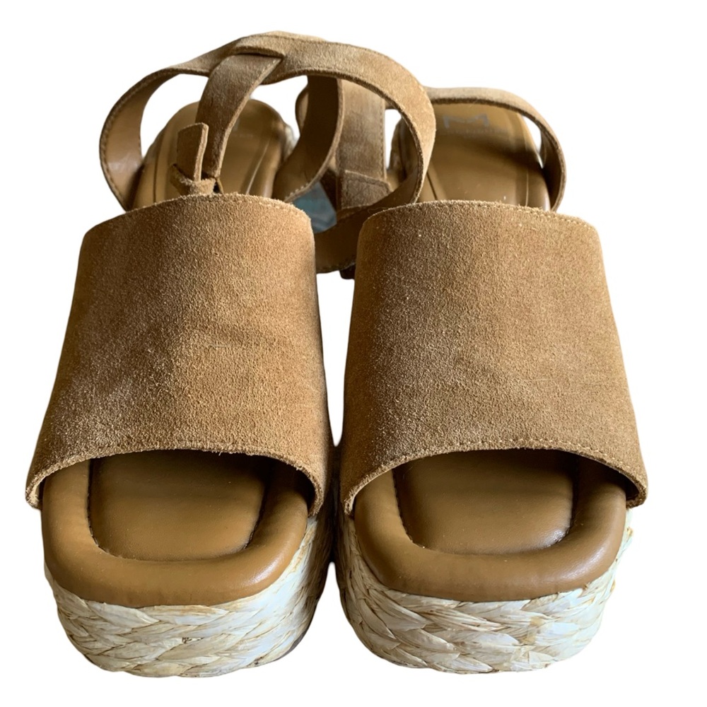 Mark Fisher Tan Suede Nelly Wedge Square Toe Ankle Buckle Platform Wedges Sz 8 - Picture 8 of 14